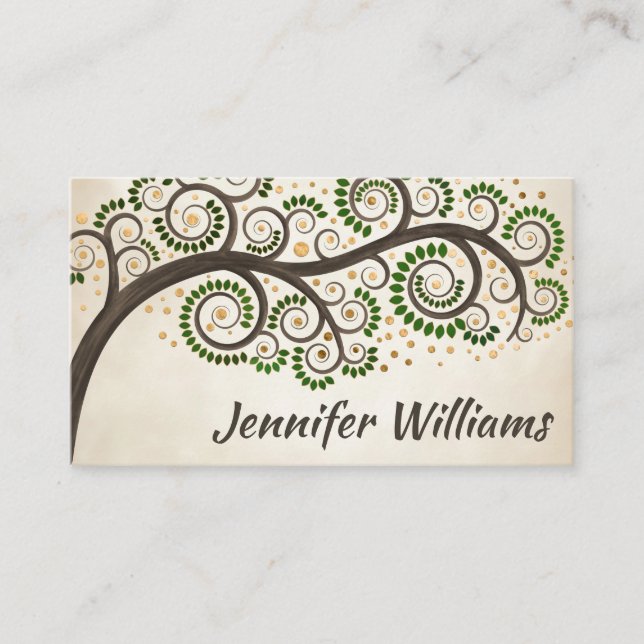 Abstract swirl tree branch business card (Front)