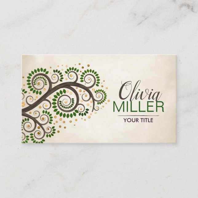 Abstract swirl tree branch business card (Front)