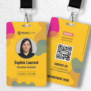 Abstract Swirl Yellow Professional Name Tag ID Badge