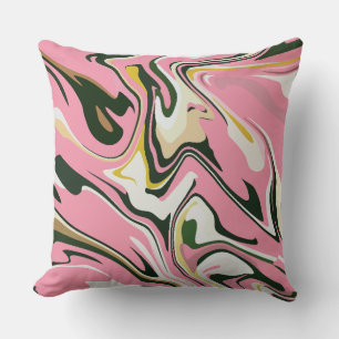 Abstract Swirling art with Pink, white and black Cushion