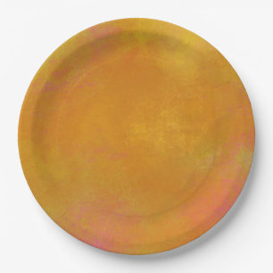 Abstract Swirling Colours in Orange Yellow and Pin Paper Plate