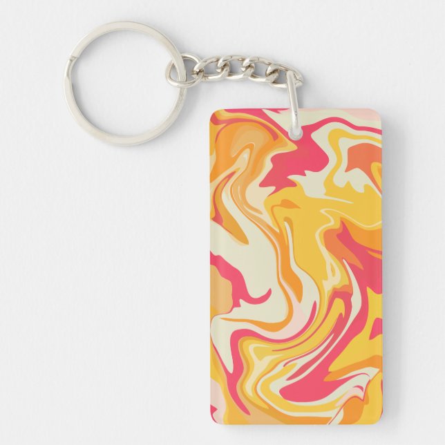 Abstract Swirling Design in Warm Tones Key Ring (Front)