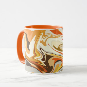 Abstract Swirling Orange and Beige Design Mug
