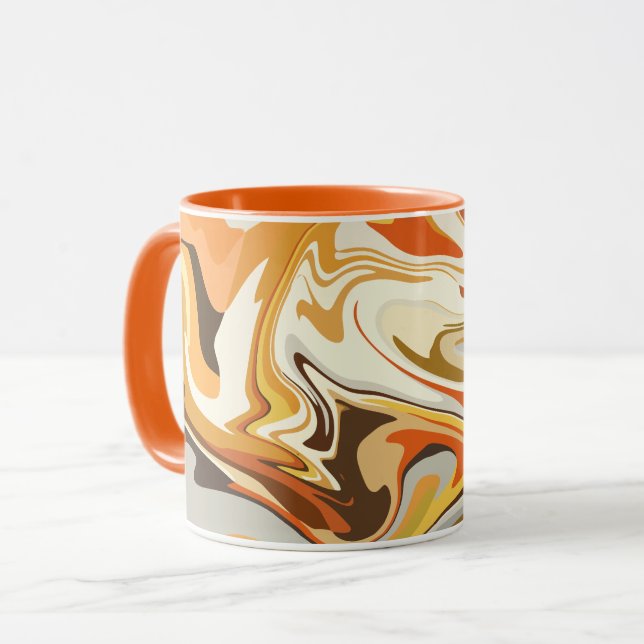 Abstract Swirling Orange and Beige Design  Mug (Front Left)