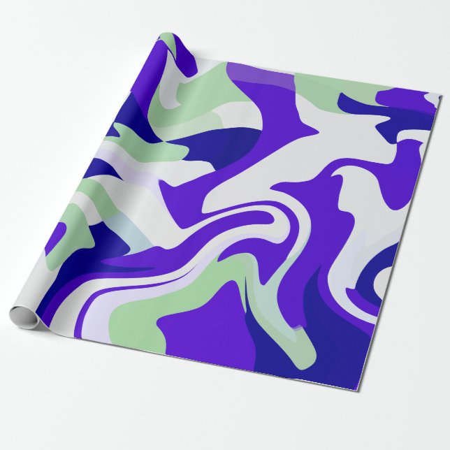 Abstract Swirling Pattern in Cool Tones Wrapping Paper (Unrolled)