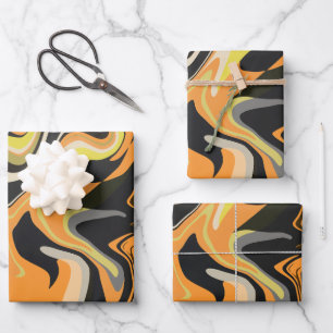 Abstract Swirling Pattern in Earthy Tones Wrapping Paper Sheet