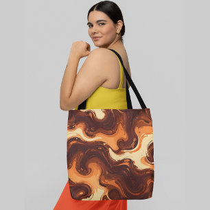 Abstract swirling patterns in shades of brown tote bag