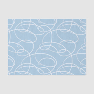 Abstract Swirling Vine Elegant Line Art Blue Tissue Paper