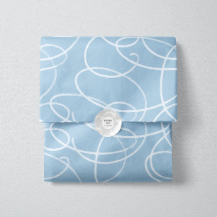 Abstract Swirling Vine Elegant Line Art Blue Tissue Paper