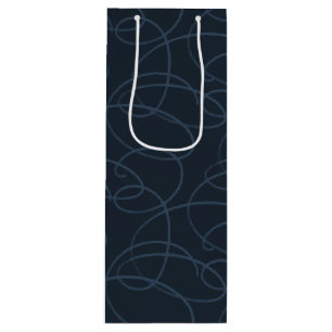 Abstract Swirling Vine Modern Line Art Dark Navy Wine Gift Bag