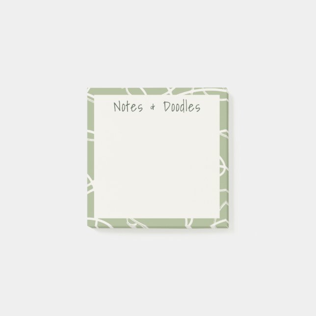 Abstract Swirling Vine Modern Notes & Doodles Sage (Front)