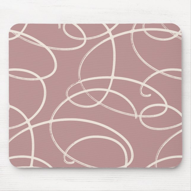 Abstract Swirling Vine | Modern Texture Desk Pink Mouse Pad (Front)