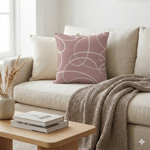 Abstract Swirling Vine   Modern Texture Dusty Pink Cushion