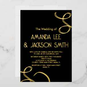 Abstract Swirls Black and Gold Wedding
