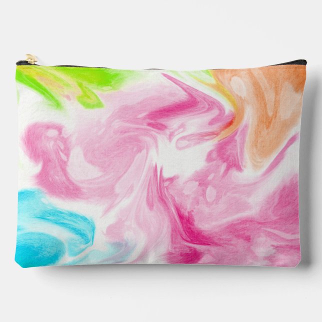Abstract Swirls Blue, Pink, Green and Orange Accessory Pouch (Front)