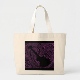 Abstract Swirls Guitar Bag, Purple Large Tote Bag