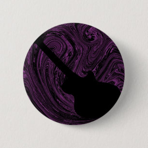 Abstract Swirls Guitar Button, Purple 6 Cm Round Badge