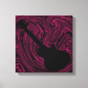Abstract Swirls Guitar Canvas Print, Magenta Print
