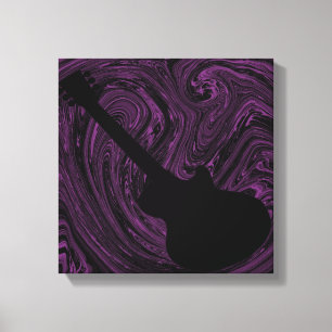 Abstract Swirls Guitar Canvas Print, Purple Print