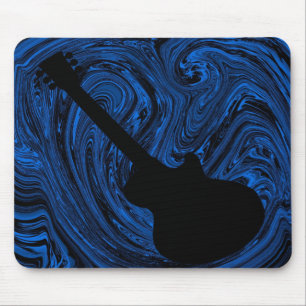 Abstract Swirls Guitar Mousepad, Blue Mouse Pad