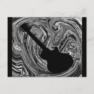 Abstract Swirls Guitar Postcard, Black & White Postcard
