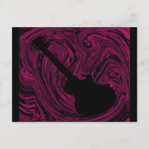 Abstract Swirls Guitar Postcard, Magenta Postcard