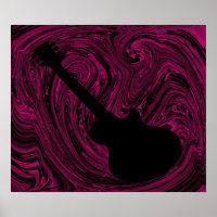 Abstract Swirls Guitar Poster, Magenta