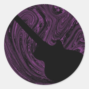 Abstract Swirls Guitar Stickers, Purple Classic Round Sticker