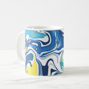 Abstract Swirls in Blue, Yellow, and White   Coffee Mug