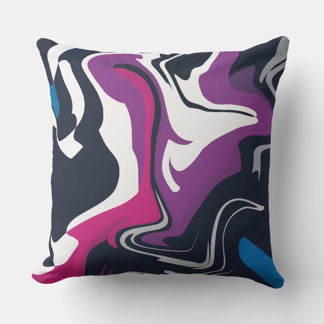 Abstract Swirls of Cool and Bold Colors Cushion (Front)