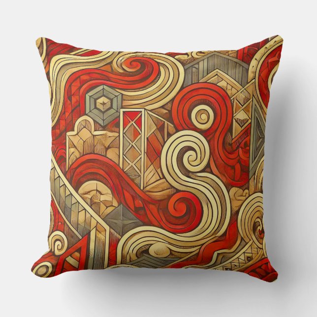 Abstract Swirls With Geometric Shapes For Decor ✨ Cushion (Front)