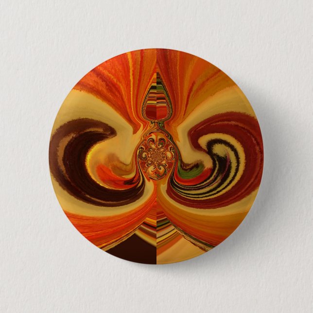 Abstract Swirls with Teardrop Centre Art Print 6 Cm Round Badge (Front)