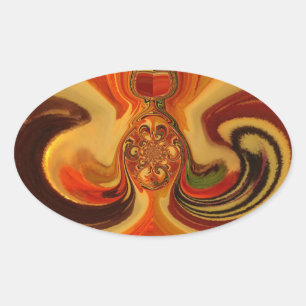 Abstract Swirls with Teardrop Centre Art Print Oval Sticker