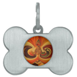 Abstract Swirls with Teardrop Centre Art Print Pet Name Tag
