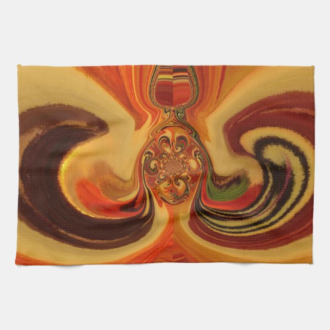 Abstract Swirls with Teardrop Centre Art Print Tea Towel (Horizontal)