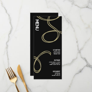 Abstract Swirly Black and White  Wedding Menu