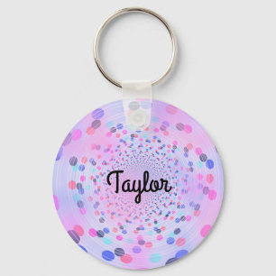 Abstract Swirly Dot Pattern Key Ring