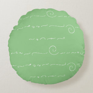 Abstract Symbolism on Sage and Light Teal Round Cushion