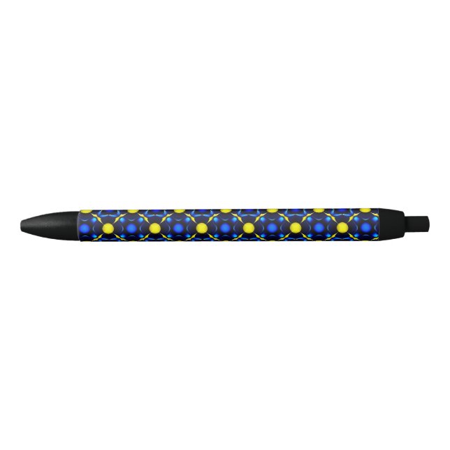 Abstract Symmetrical Geometric Pattern Black Ink Pen (Front)