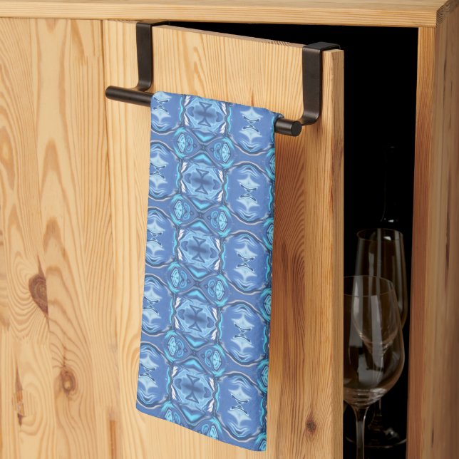 Abstract Symphony in Blue 2 Tea Towel (Thirds Fold)