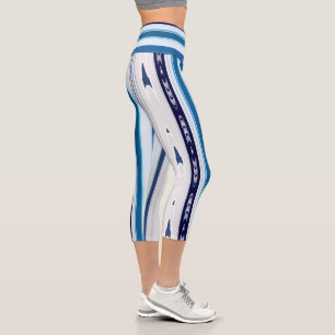 Abstract Symphony in Blue 5 (Vertical Lines) Capri Leggings