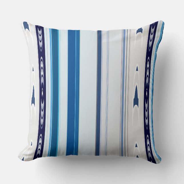 Abstract Symphony in Blue 5 (Vertical Lines) Cushion (Front)