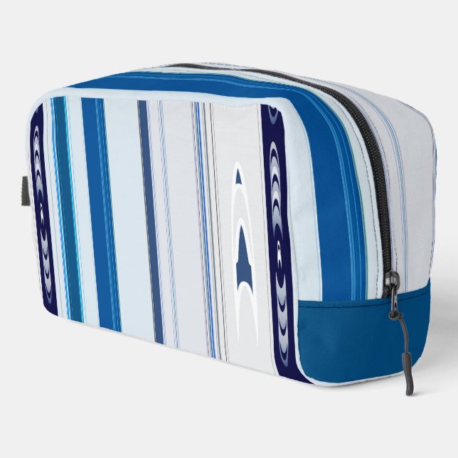 Abstract Symphony in Blue 5 (Vertical Lines) Dopp Kit (Right Corner)
