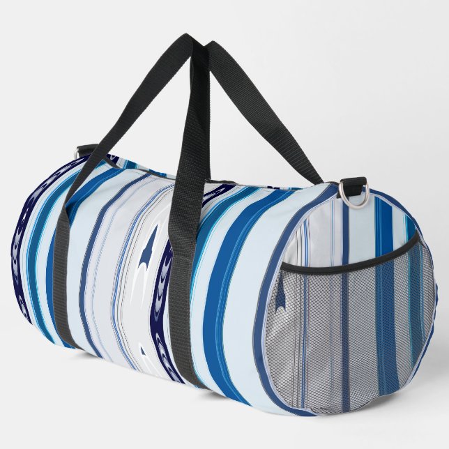 Abstract Symphony in Blue 5 (Vertical Lines) Duffle Bag (Right Corner)