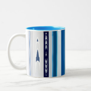 Abstract Symphony in Blue 5 (Vertical Lines) Two-Tone Coffee Mug