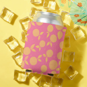 Abstract tangerine pink and yellow pattern can cooler