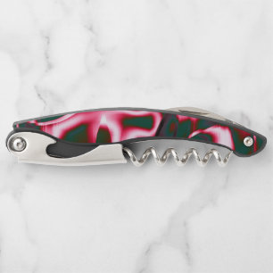 Abstract tapes in tones reddish pink up dark cyan corkscrew