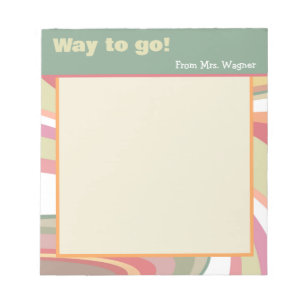 Abstract Teacher Pretty Stripe Modern Way to Go Notepad
