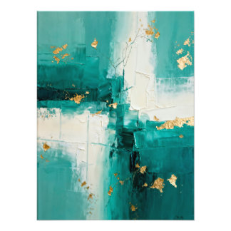 Abstract Teal and Gold Painting Photo Print