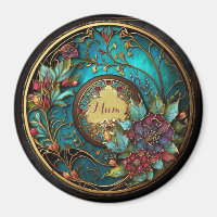 Abstract Teal and pink stained glass Mother's Day